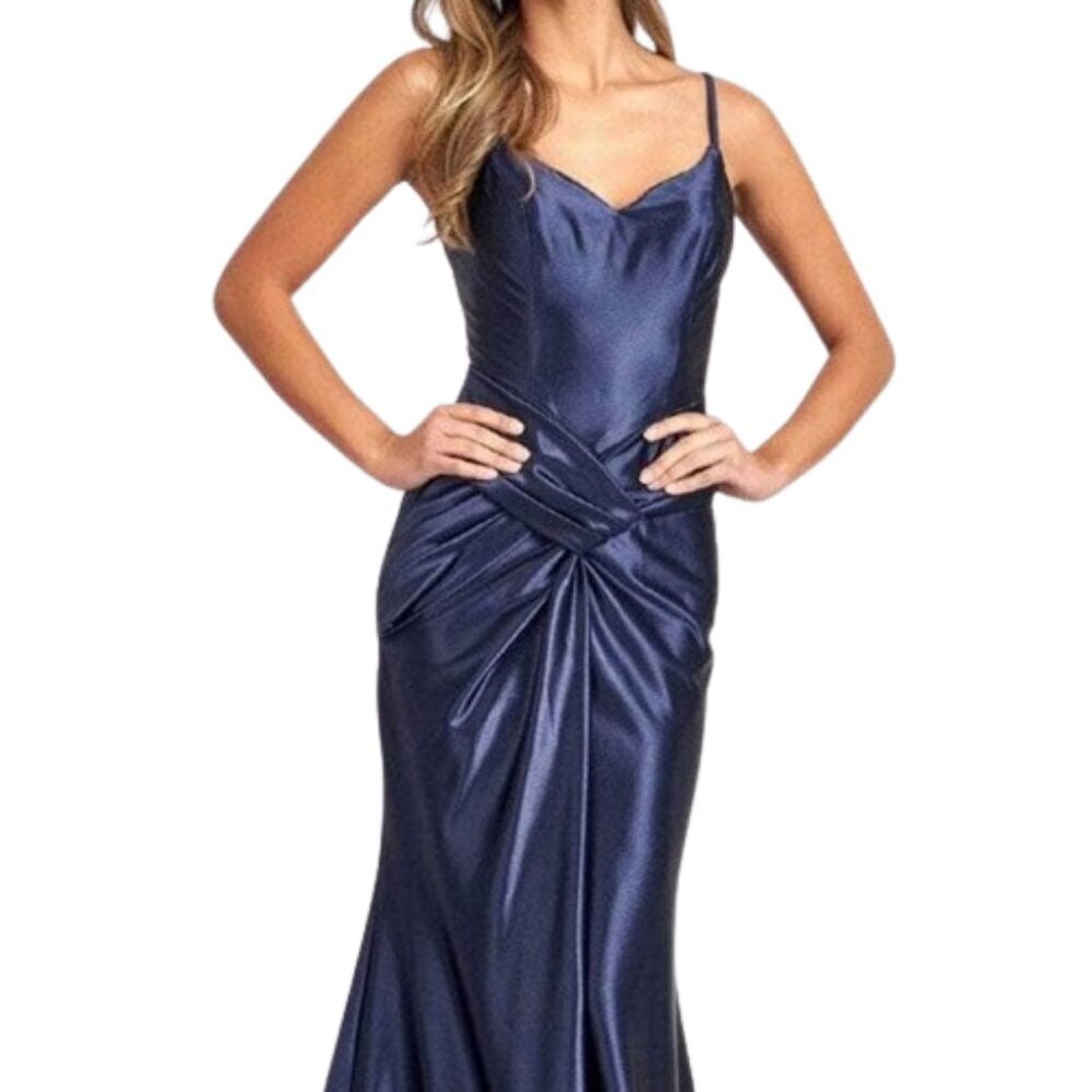 SALE NWT Elizabeth K GL3044 Satin Prom Dress Navy size 3XL